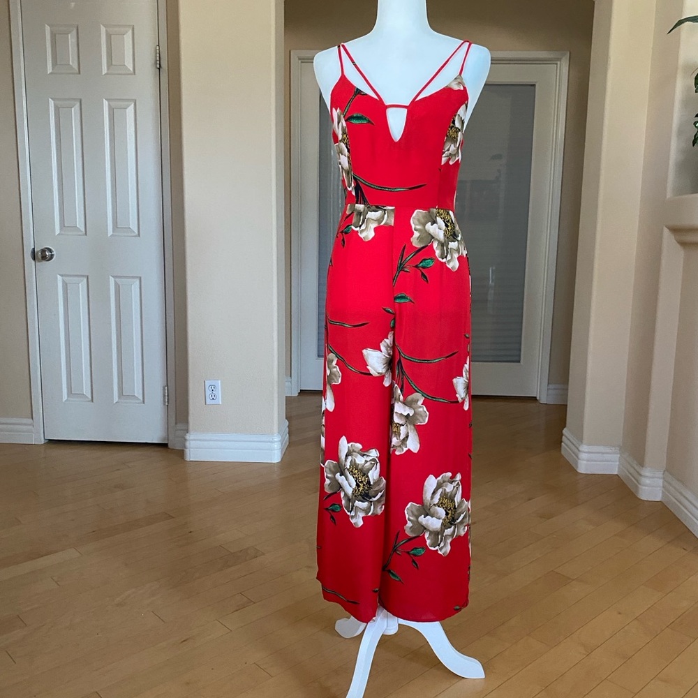 Forever 21 Red Floral Jumpsuit